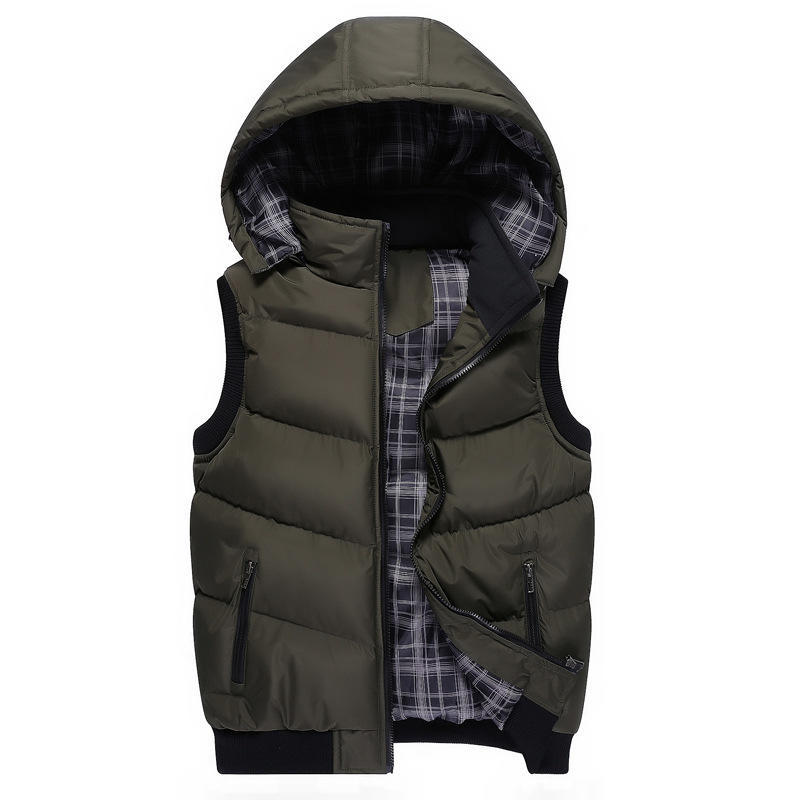 2025 autumn and winter new cotton stuffed hooded vest men's Korean version casual vest large size couple vest cross-border