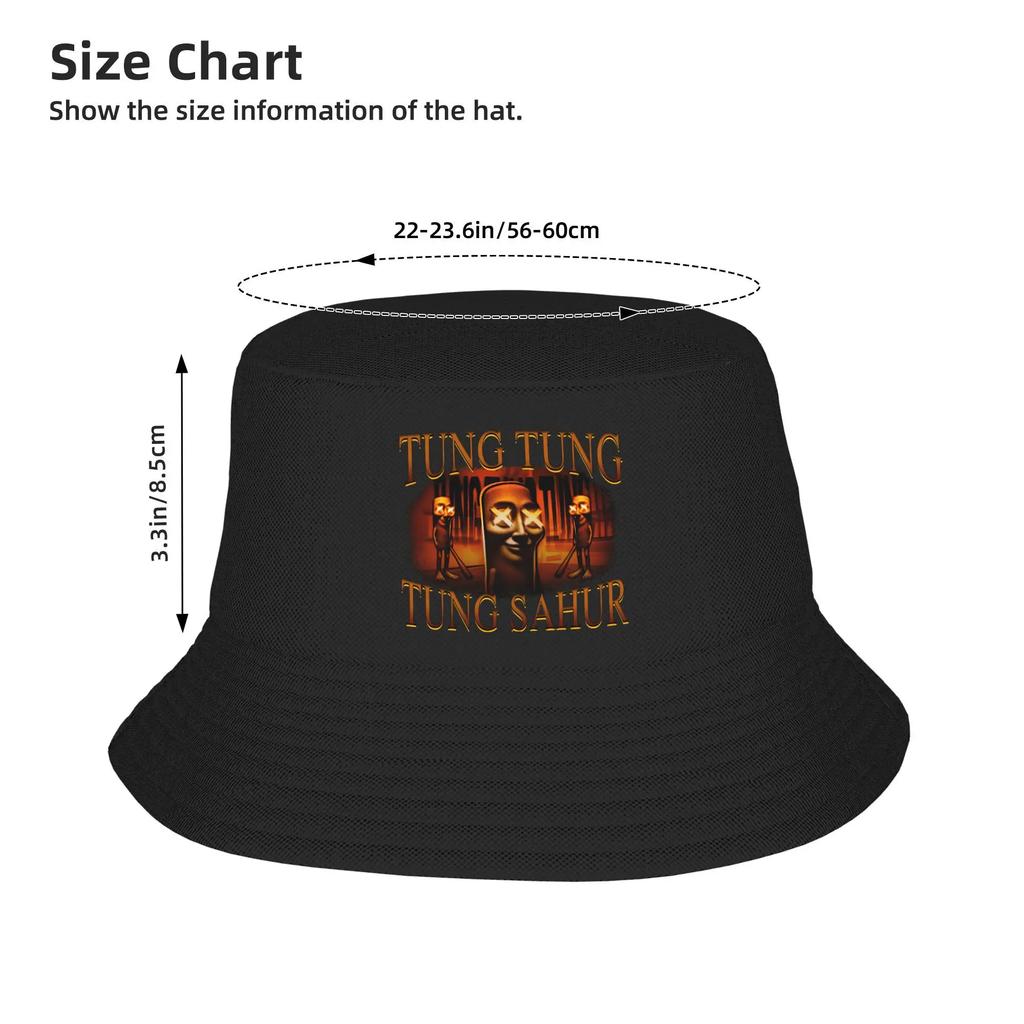 Hip Hop Tung   Sahur Italian Brainrot Meme Bucket Hats Unisex Lightweight Outdoor Sport  Fishing  Sun Hat