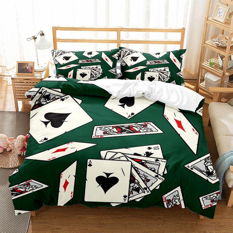 Playing Card Duvet Cover King Queen Size for Boys Girls Kids Couple Lover Bedding Set Microfiber Comforter Cover With Pillowcase