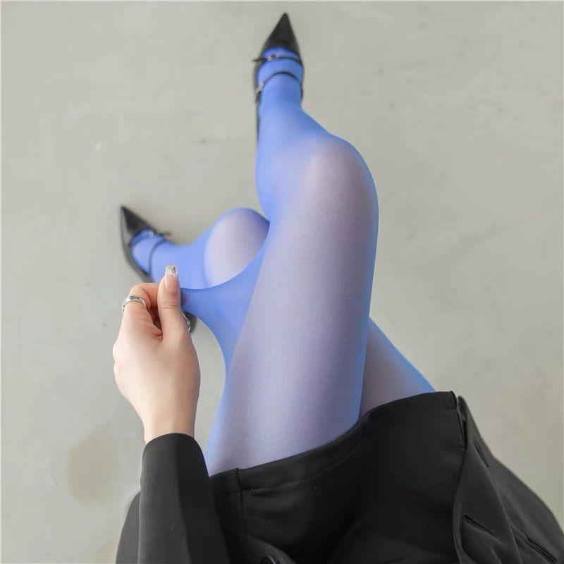 Black Breathable Nylon Elastic Tights Y2k Dopamine Multicolor Stretchy Pantyhose Women Sexy Transparent Stockings Ladies