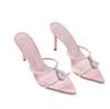 Fashion Summer 2025 High Heels, Gemstone Chain Open-Toe Sandals, Gold Powder Family Flip-Flops, Women'S Thin Heels