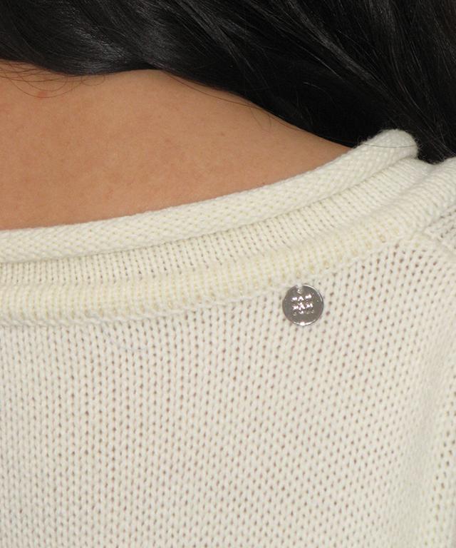 RONRON Heart Star Hand Stitch Overfit Crop Knit Ivory