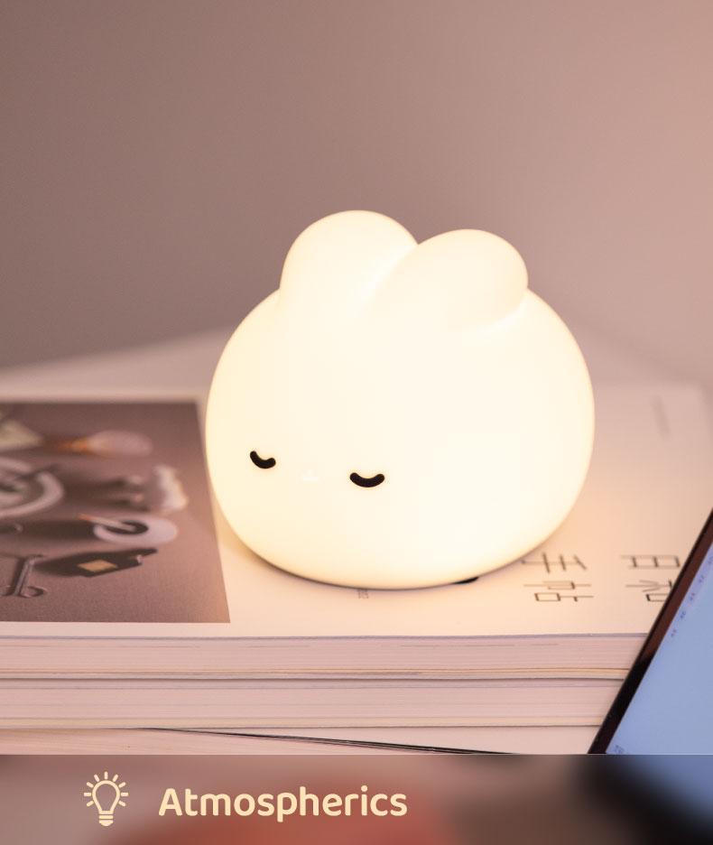 Modern Rechargeable LED Night Light Stylish ABS Table Lamps with Warm White Rabbit Timer for Bedroom Nighttime Illumination