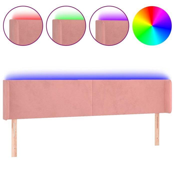 VidaXL Tête de Lit à LED Meuble de Chambre à Coucher Accessoire de Lit Double Tête de Cadre de Lit Intérieur Rose 3123015
