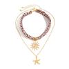 Sea Star Conch Starfish Necklace Seashell Bohemian Style Necklace  Gold Jewelry