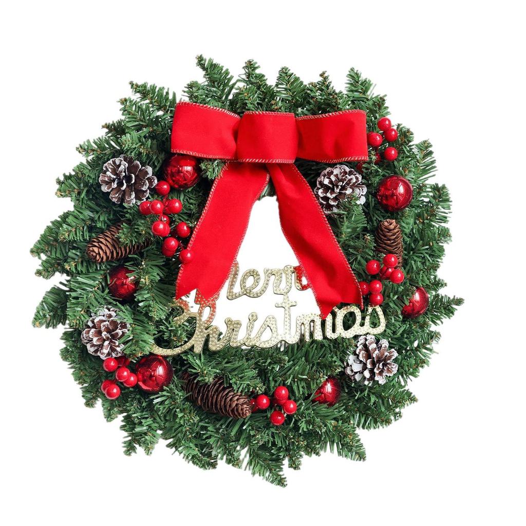 30cm Christmas Wreath with Pine Cones & Ornaments for Window Decoration
