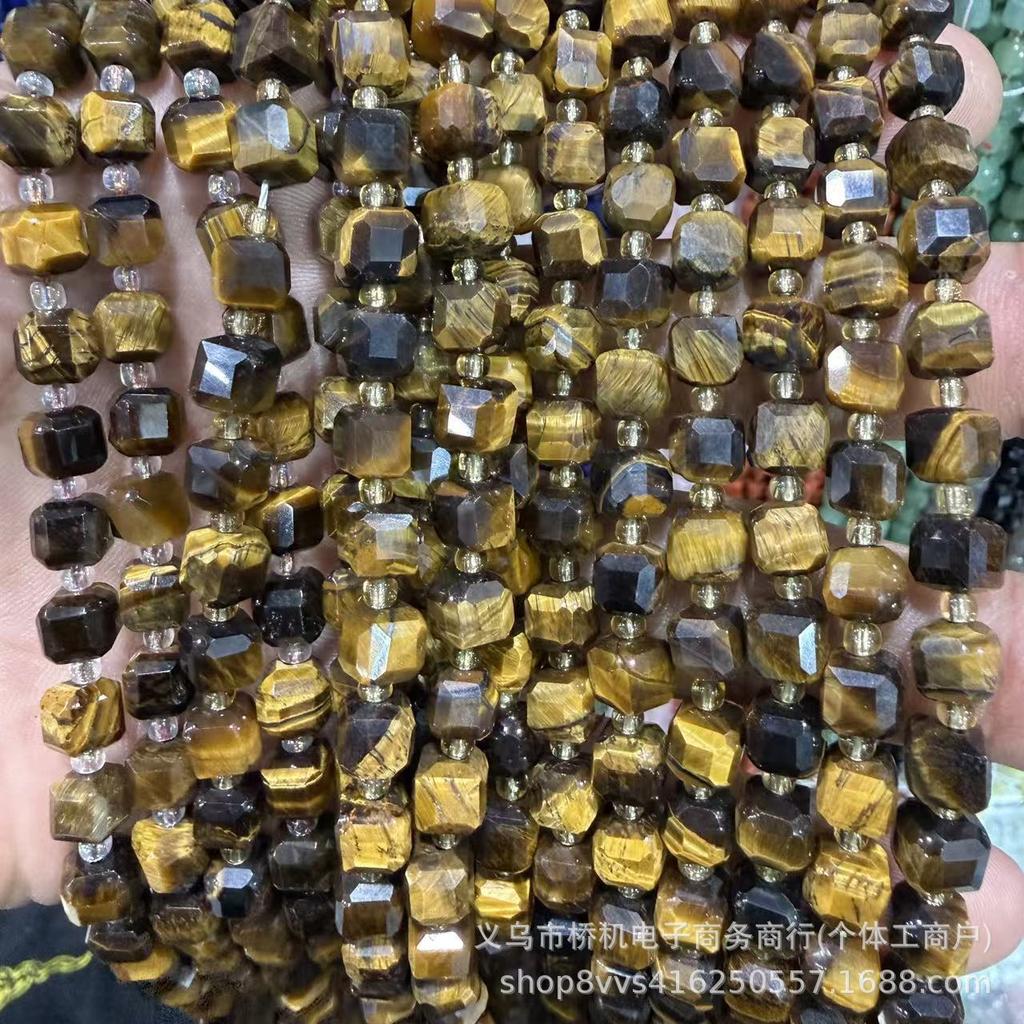 7mm Cube Natural Stone Beads: Tiger Eye, Amethyst, Red Agate for DIY Jewelry