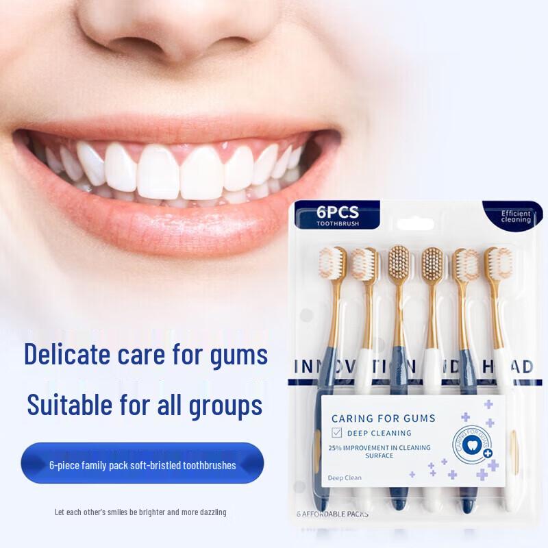 SOAO Wide Head Soft Bristle Toothbrush 6-Pack