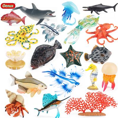 Oenux Zwierzęta Morskie Koral Ośmiornica Nautiloidea Krab Rozgwiazda Model Oceanu Figurki Akcji Edukacyjna Kolekcja Zabawka Prezent dla Dziecka