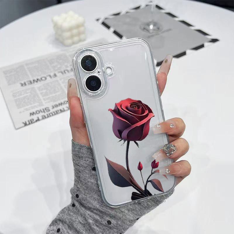 Dark Night Rose Full Coverage Phone Case for iPhone 13 To 17, 16 Pro Max and 15 Pro