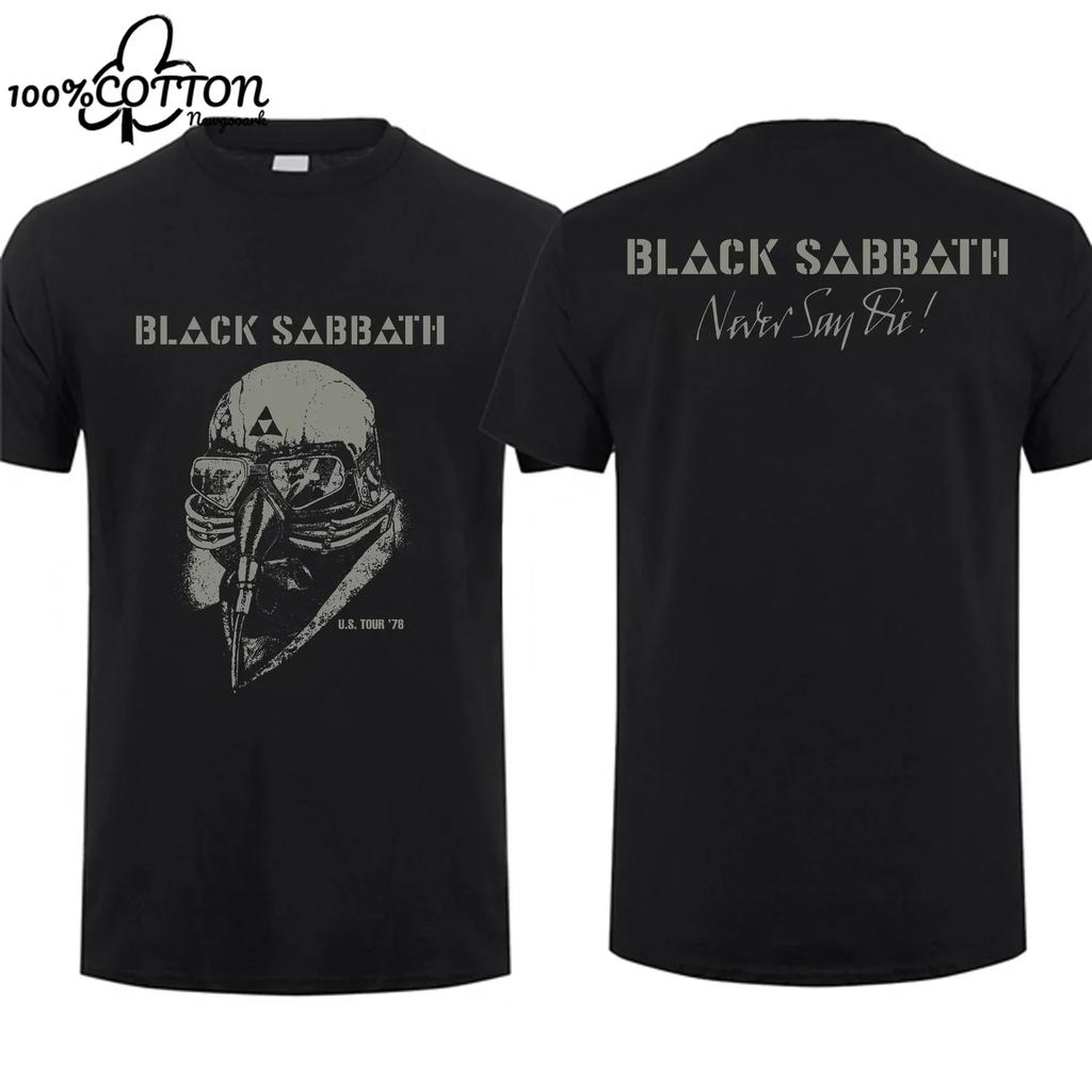 LE Cotton 2024 Amazing Tees Men Black Sabbaths Never Say Die T Shirt Double-sided Casual Graphic T Shirts