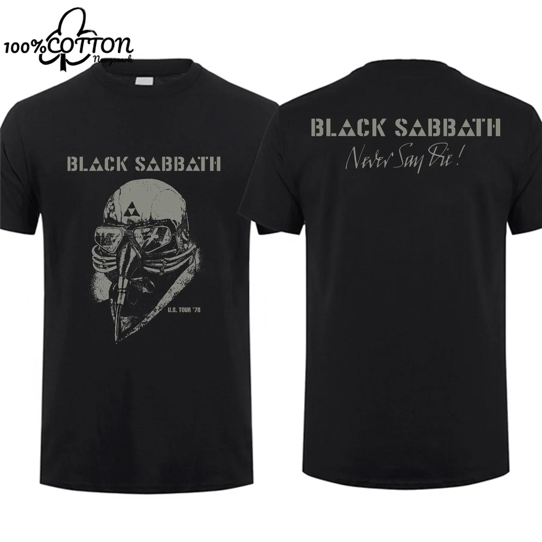 

LE Cotton 2025 Amazing Tees Men Black Sabbaths Never Say Die T Shirt Double-sided Casual Graphic T Shirts Men Clothing Shirt S