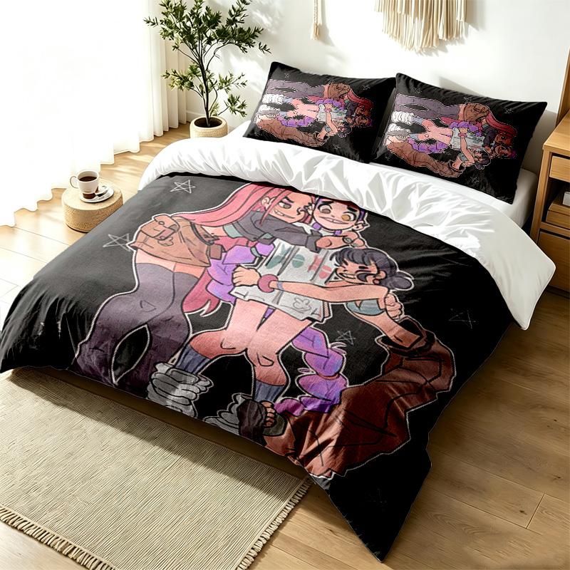 Kpop Demon Hunters 3pc Duvet Cover Set Simple Modern Bedding Set Wrinkle Resistant Soft Fabric All Season Use a Perfect Gift