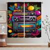 Lata 80. Vintage Radio Zasłony do pokoju dziecięcego do salonu Zasłony woalowe Zaciemniająca tkanina działowa Podwiązki do zasłon