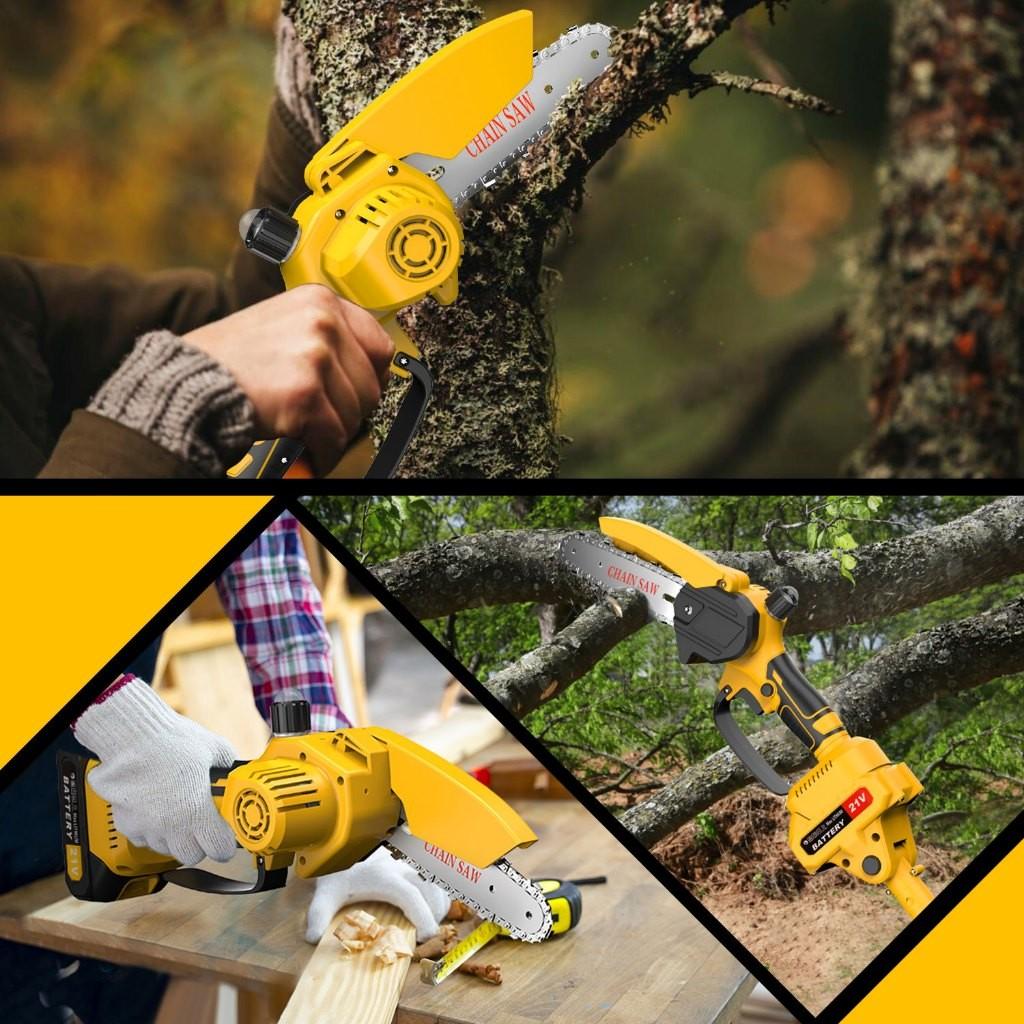 6 Inch Mini Electric Chainsaw 2-IN-1 Cordless Pole Saw Fast Powerful Cutting Tree Brushless Pruning Shears