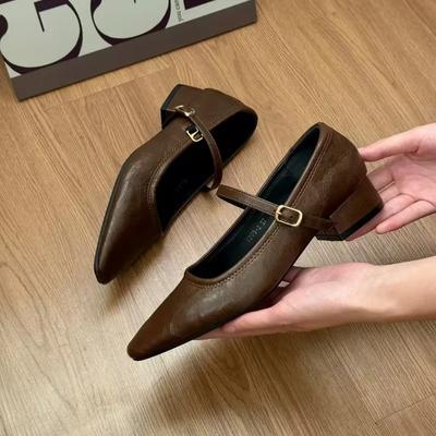 Mary Jane Einzelschuhe Dicker Absatz Schuhe Elegant Klassisch Retro Quadratische Zehenpartie Bequem Weich Flacher Schnitt Niedrige Absätze Damenschuhe