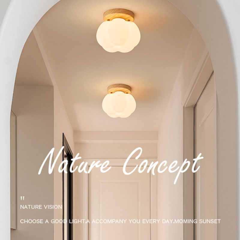 French Retro Ceiling Light with Chinese Corridor Style, Pumpkin-Shaped for Balcony and Entrance Hall