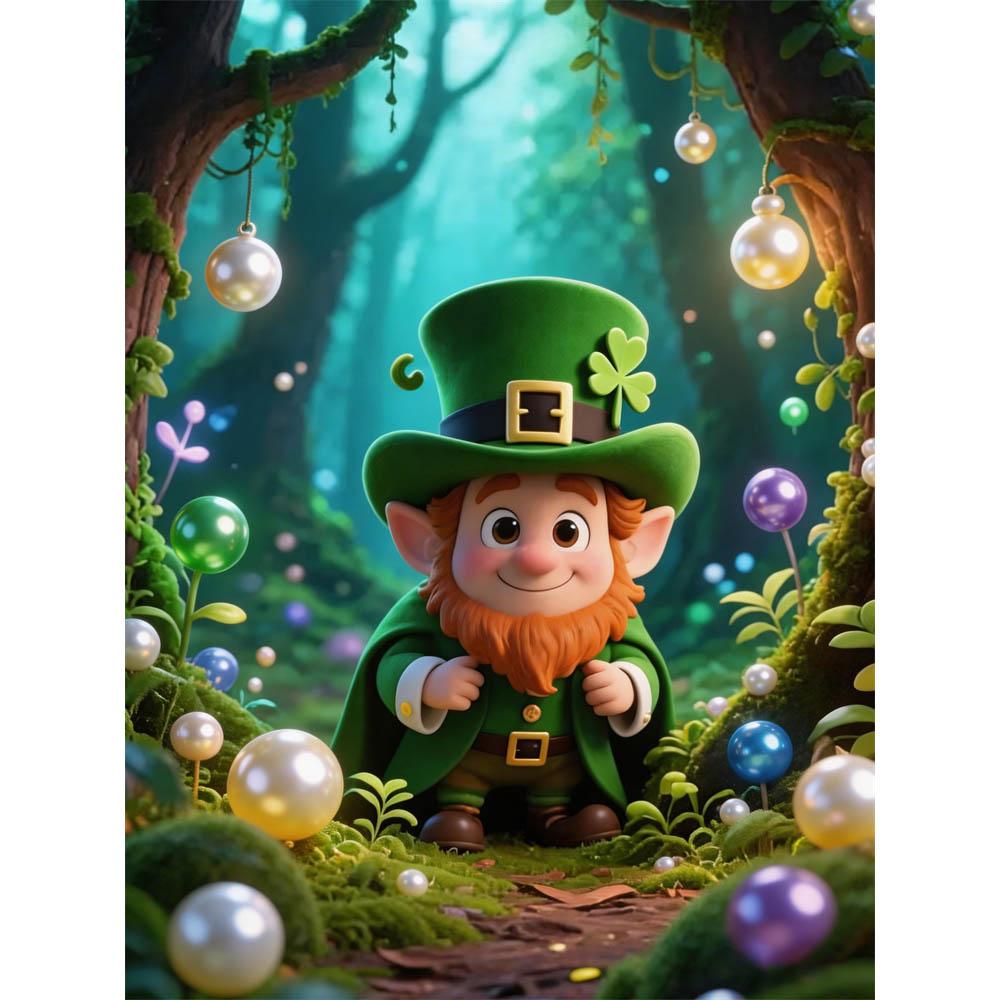 

St Patricks Day Little Goblin 5D Custom Set Pearl Puzzle - Cartoon Pearl Embroidered Animal Home Decoration Handmade Gift 35x45cm