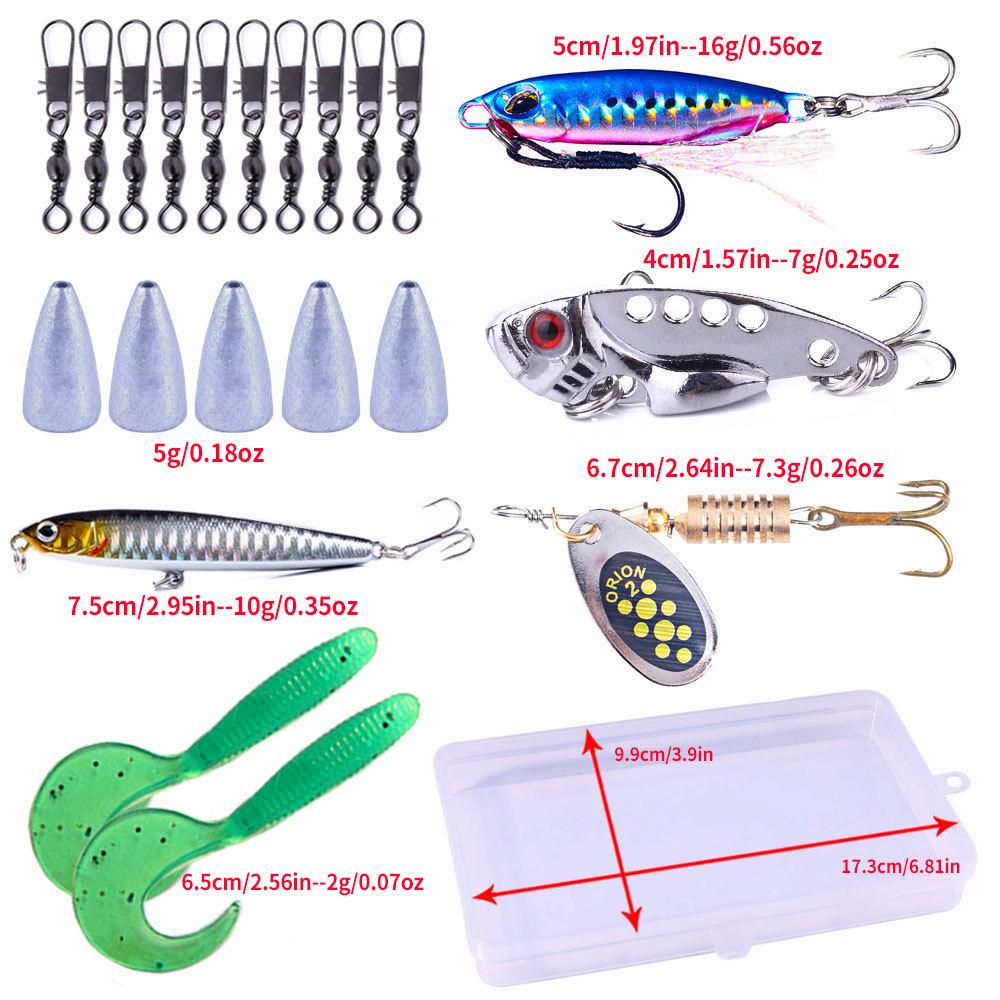 

High Simulation Lure Set Long Casting Jigging Spinner Soft Bait Minnow Combination Full Swimming Layer Lure Fishing Gear Set a set