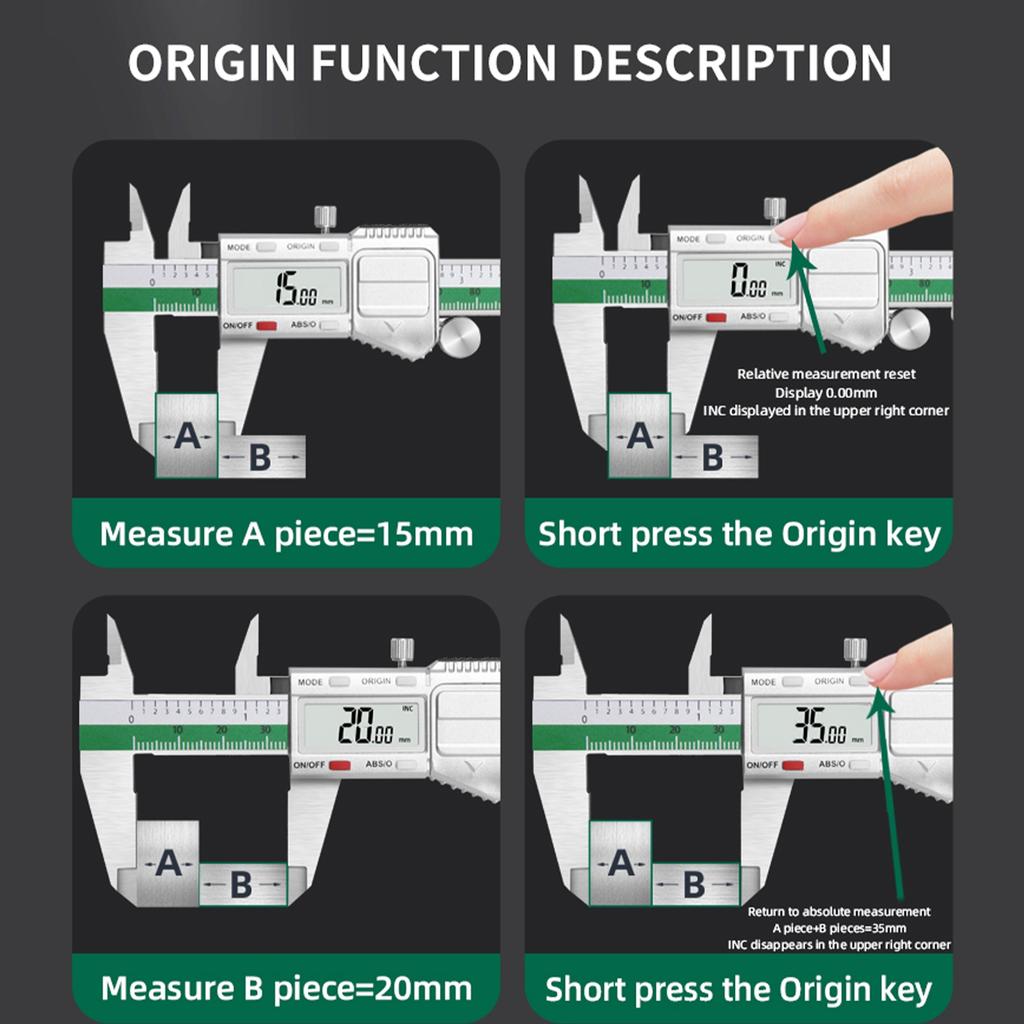 Digital Caliper 0150mm6" Stainless Steel Vernier Caliper with LCD Display, MminchFractions