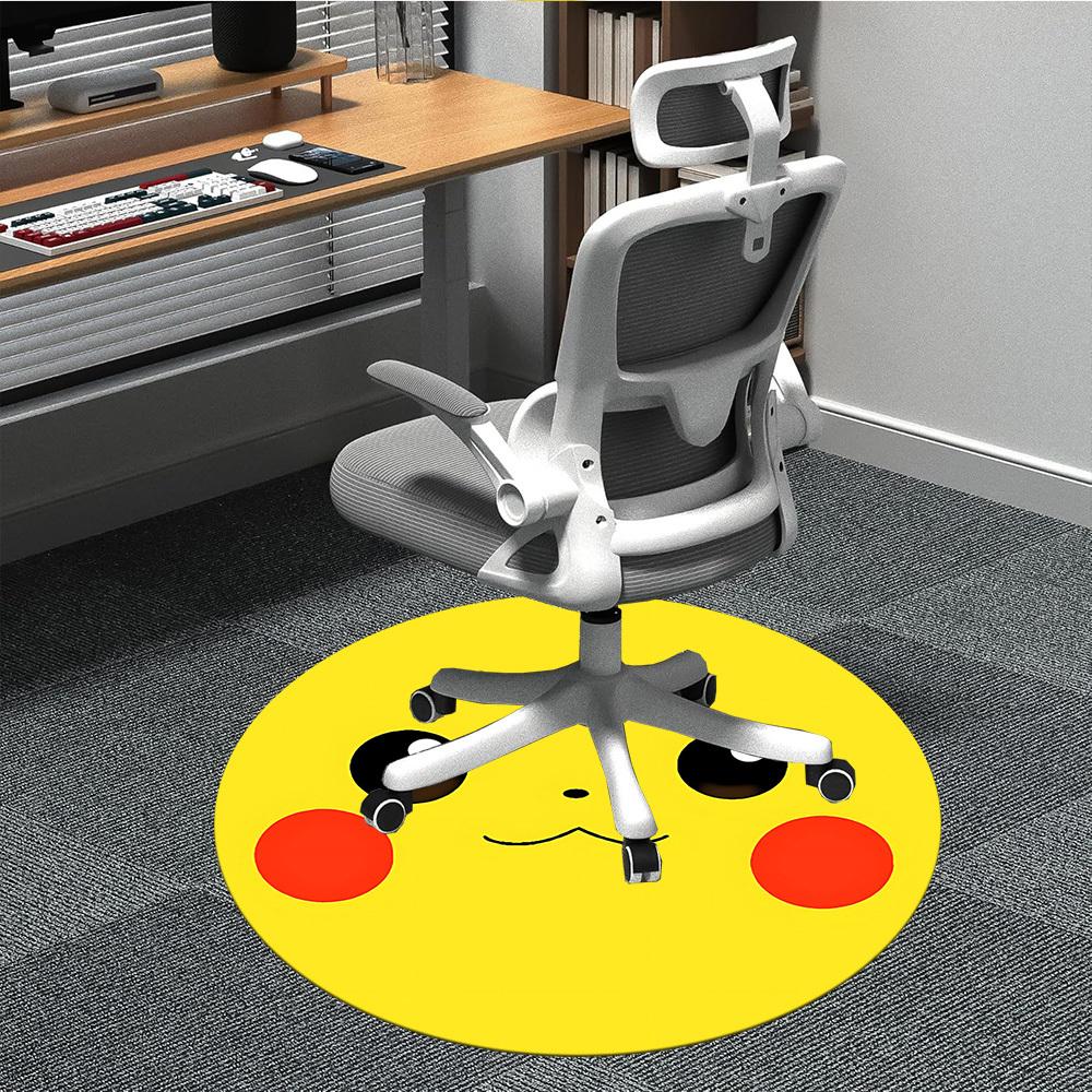 

1pc Pikachu Yellow Office Round Area Rug, Indoor Mat Suitable For Office, Under Office Chairs Bedroom Living Room Home Decor, Room Deco215 80cm by 80cm