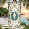 Peacock Artwork Theme Quick Dry Beach Towel Custom Name Text Print Large Sand Resistant Towel Beach Vacation
