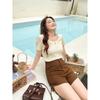 DM100 Plus Size Women's Clothing Summer Slightly Oversized Girls Shoulder Slim Looking Loose Slim Fit U Collar Short Sleeve Dopamine T-shirt