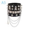 90S  Punk Style Bracelet Personality Pu Leather Three Rows Spikes Square Bracelets Bangle 2024 Party Jewelry Gift