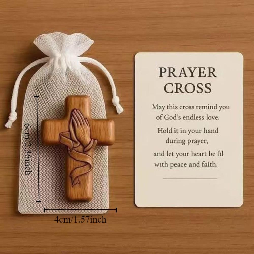 Blessing Mini Wooden Cross with Card Crosses Figurine Cross Ornament  Daily Prayer