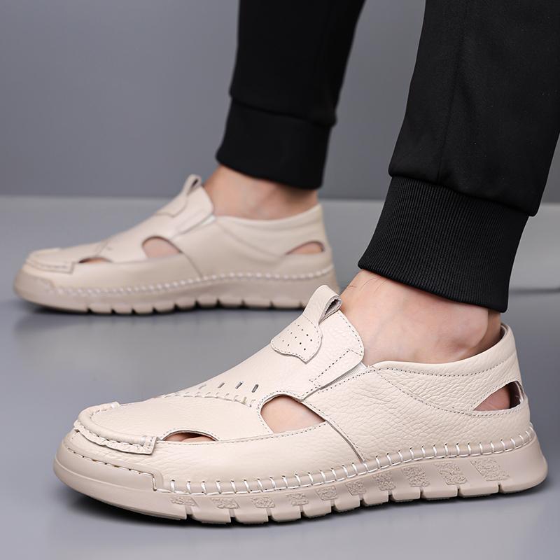 Fashion Leisure and Business Summer Sandals High Quality Daily Office Style Outdoor Street and Beach Walking Shoes Black Breathable