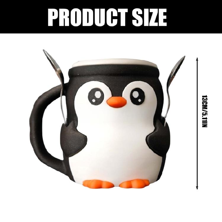 Lovely Penguins Ice Cream Pint Holder Reusable Ice Cream Container Popsicles Holders Beer Can Cup Sleeve With Spoon Slot