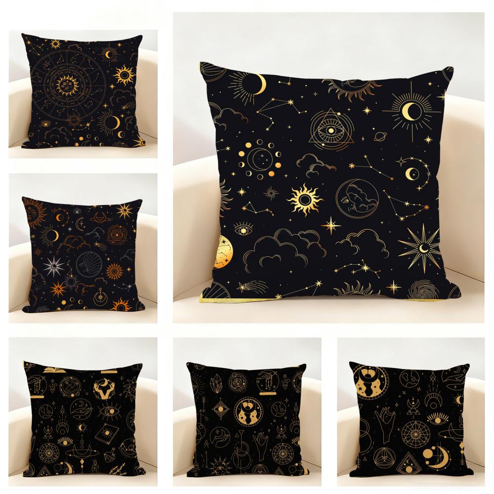 Traditional Eid Eid Symbol Print Art Cushion Cover Linen Pillowcase Soft for Sofa Bed Home Room Decor