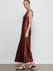Elegant Satin Slim-Fit U-Neck Sleeveless Dress for Seaside Vacations