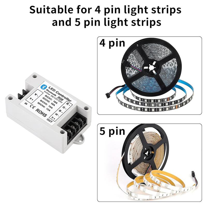 SHGO-RGB/RGBW Contrôleur LED Bluetooth Contrôleur de Bande LED RGB Contrôle par Application Téléphone Pour Bandes LED RGB 5050 3528