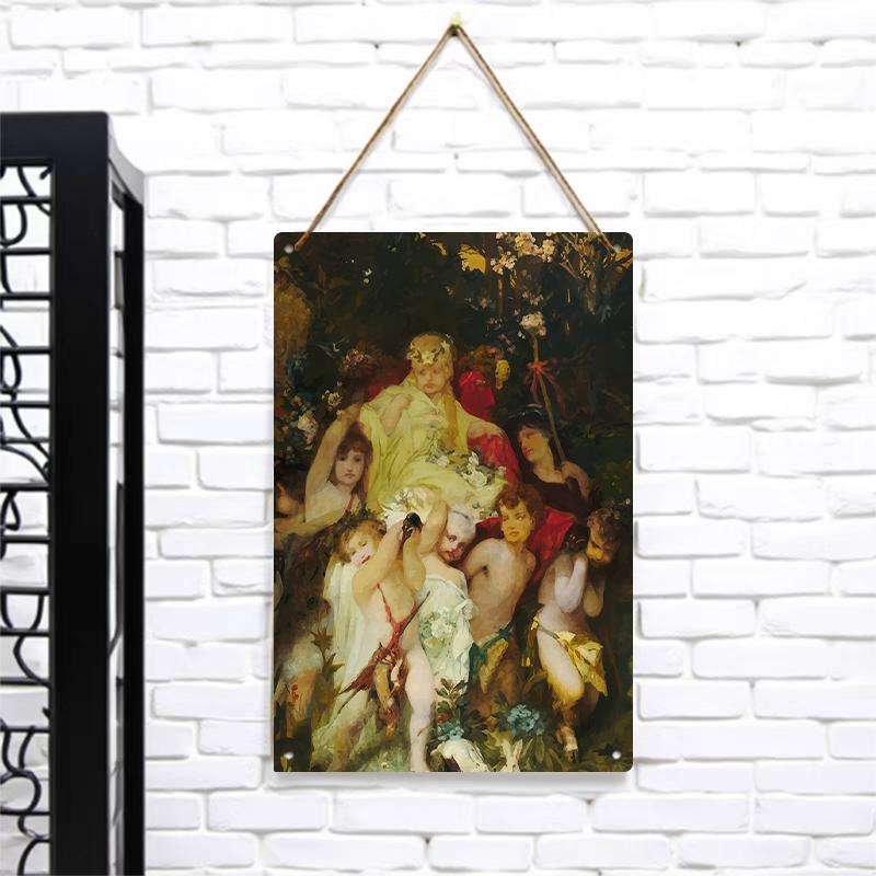 

European Retro Mythological Character Iron Painting Living RoomWall Art Decorative Hanging Mural 7.9x11.8In(20x30cm)