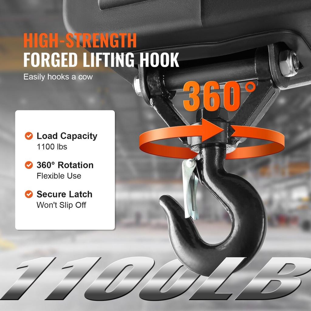 2-in-1 Portable Electric Hoist Power Winch 499 kg Wired Remote Control