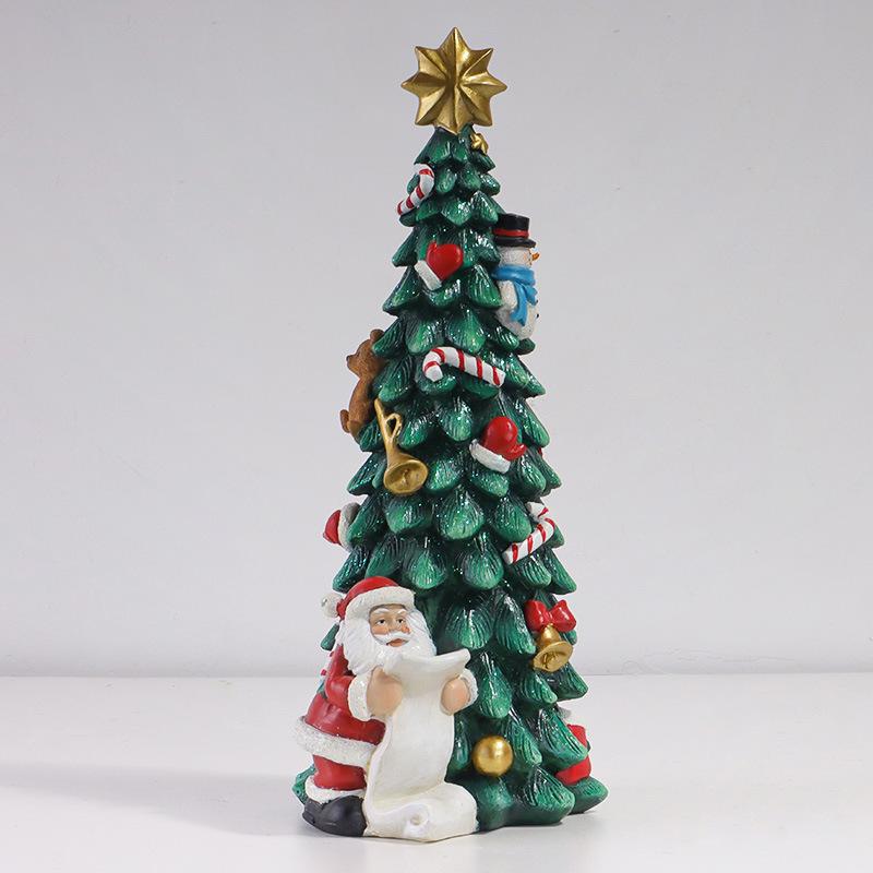 Weihnachtsbaum Weihnachtsmann Schneemann Set Dekoration Kunstharzhandwerk Haus Feiertagsgeschenk Heimdeko Neujahr Weihnachten 2023