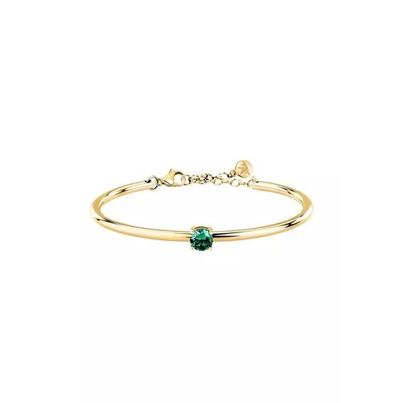 Morellato Cerchi Gold Tone Steel And Green Zircon Bangle SAKM98 For Women