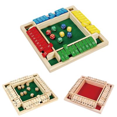 Shut The Box Würfelspiel, 2-4 Spieler Familien Holzbrett Tisch Mathespiele für Erwachsene, 8 Würfel Klassiker Tischversion Spiele für C