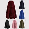 Women's Fashion Solid Color Floral Drawstring Elastic Waist Loose Long Skirt