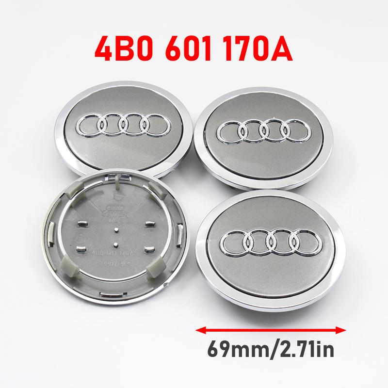 For Audi A84Pcs 60mm 61mm 68mm 69mm 77mm Car For Audi A5 A4 A6 A6L A8 Q7 A4L A3 Q5L A1 A3 C5 A6 Q7 Emblem Wheels Hub Cap Set Rim Dust Cover