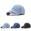 Vintage Wash Casual Denim Cap With Damaged Design For Adults Spring Fall Summer