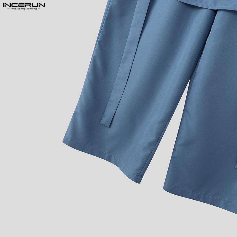 INCERUN Pantaloni Lunghi Casual da Uomo Vintage a Vita Elastica con Strati Irregolari