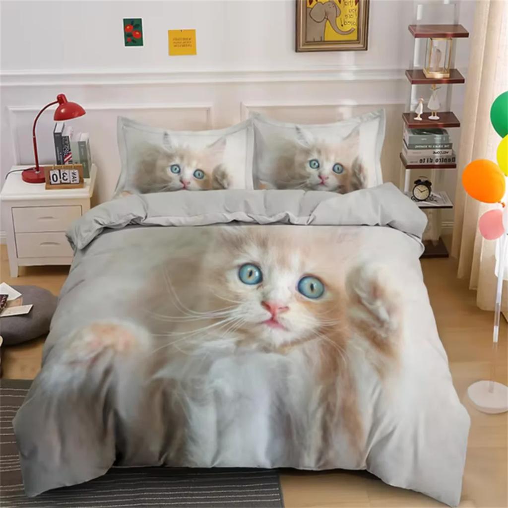 3D Digital Printing Cute Animals Cats  Bedding Set Suitable For Bedroom Duvet Cover King Queen Pillowcases Comforter Bed Linen
