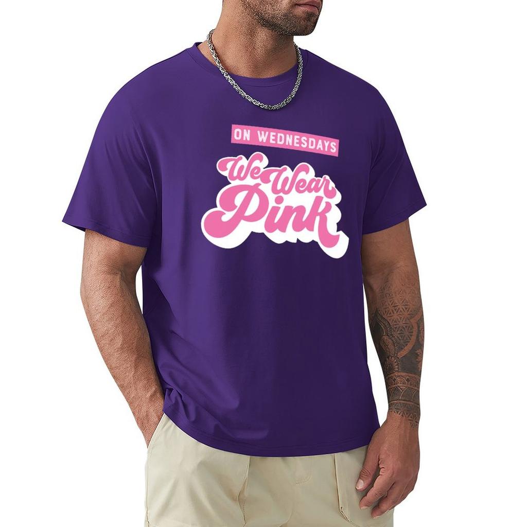On Wednesdays We Wear Pink T-Shirt Graphic T Shirts Cotton Graphic Tees Plus Size Men Clothing