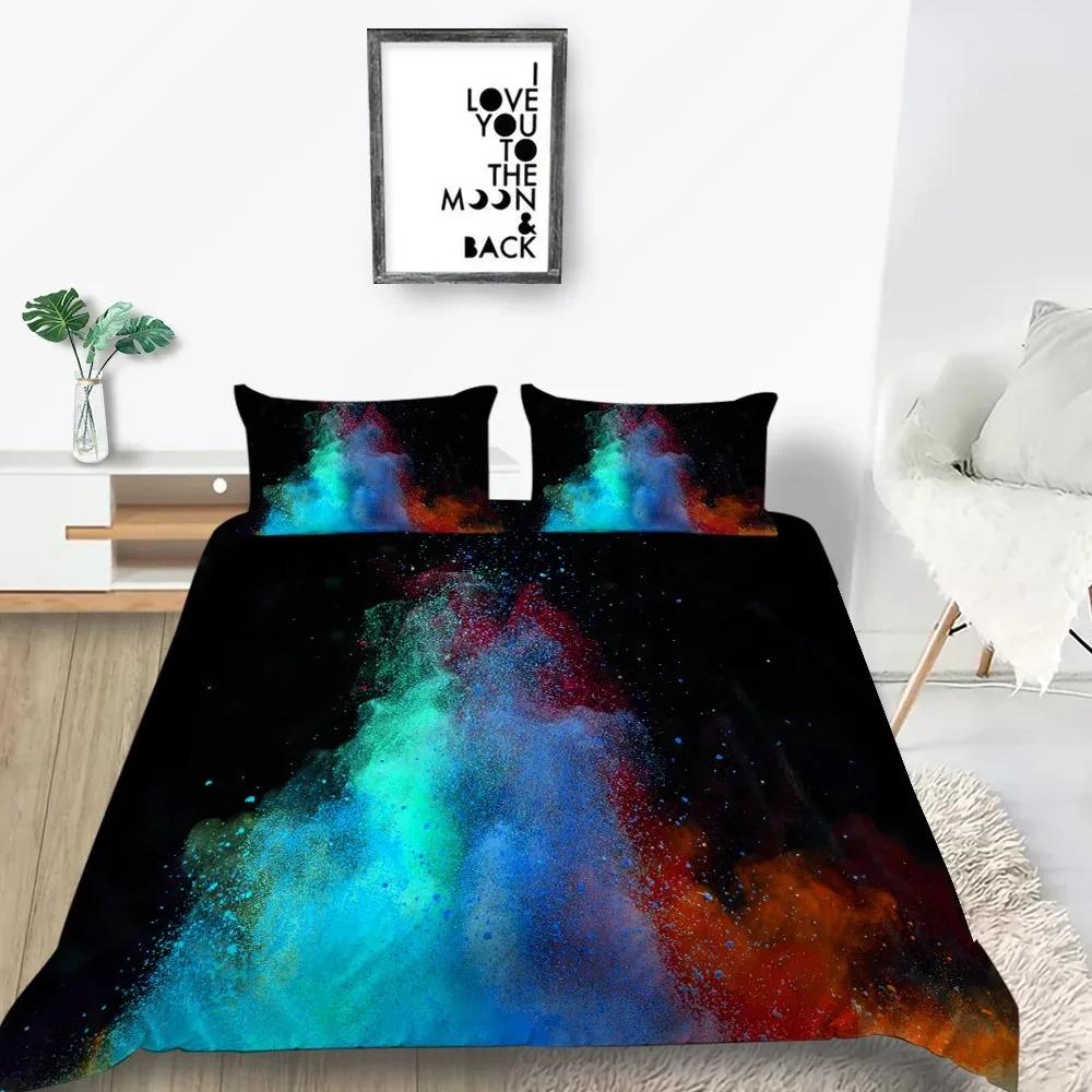 Abstract Duvet Cover King/Queen Size,colorful Splash Ink Watercolor Paint Splatters Liquid Art Bedding Set for Boys Girls,black