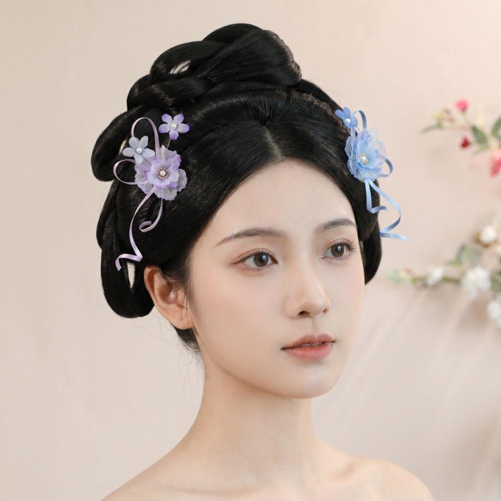 Bow Flower Hairpin Tassel Chinese Style Hair Clip Hanfu Hair Accessories Summer Accessories