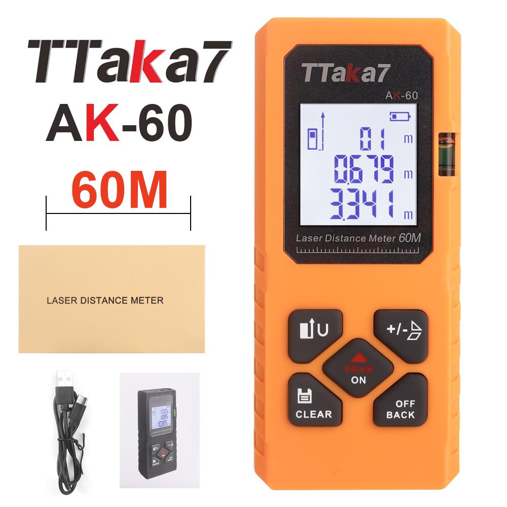 40M/60M Mini Smart Laser Distance Meter Measure Infrared Rangefinder USB Rechargeable Portable Handheld Laser Range Finder Tools