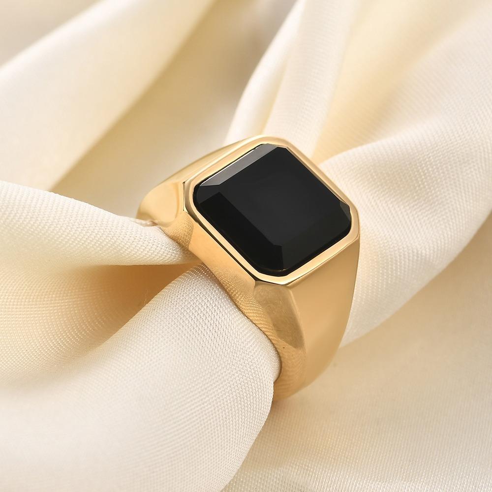 Edelstahlring Trendige Mode Minimalistisch 13MM Quadratischer Diamant Eingelegt Eleganter Unisex-Ring