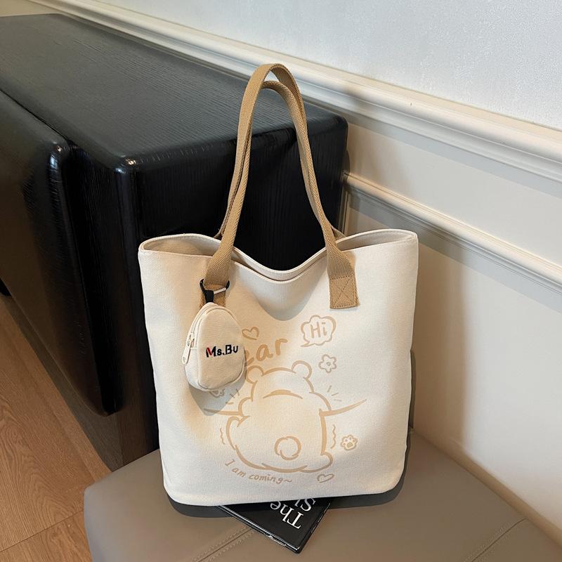 2025 autumn new light leisure commuting large capacity canvas bag women's shoulder bag graffiti portable tote bag